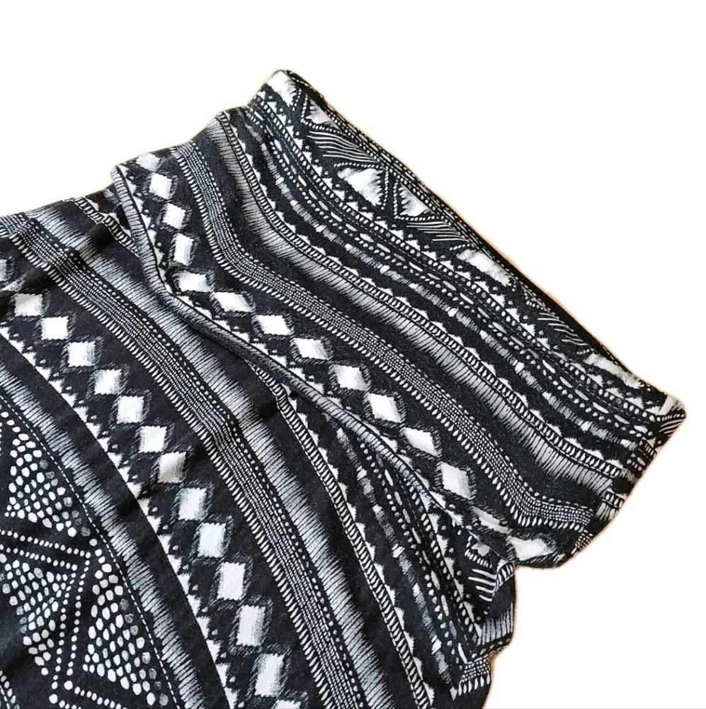 Mudd Aztec Tribal Maxi Skirt Woman Large Big Inky Black Foldover Waistband Y2k